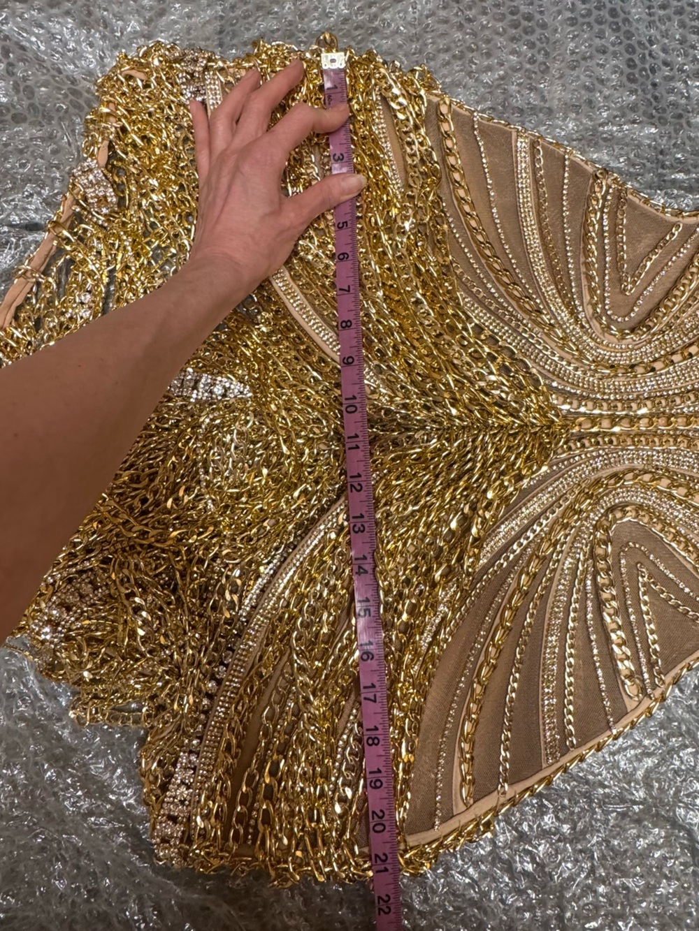 Stunning Designer Silver/Gold Evening Dress M - Picture 14 of 16